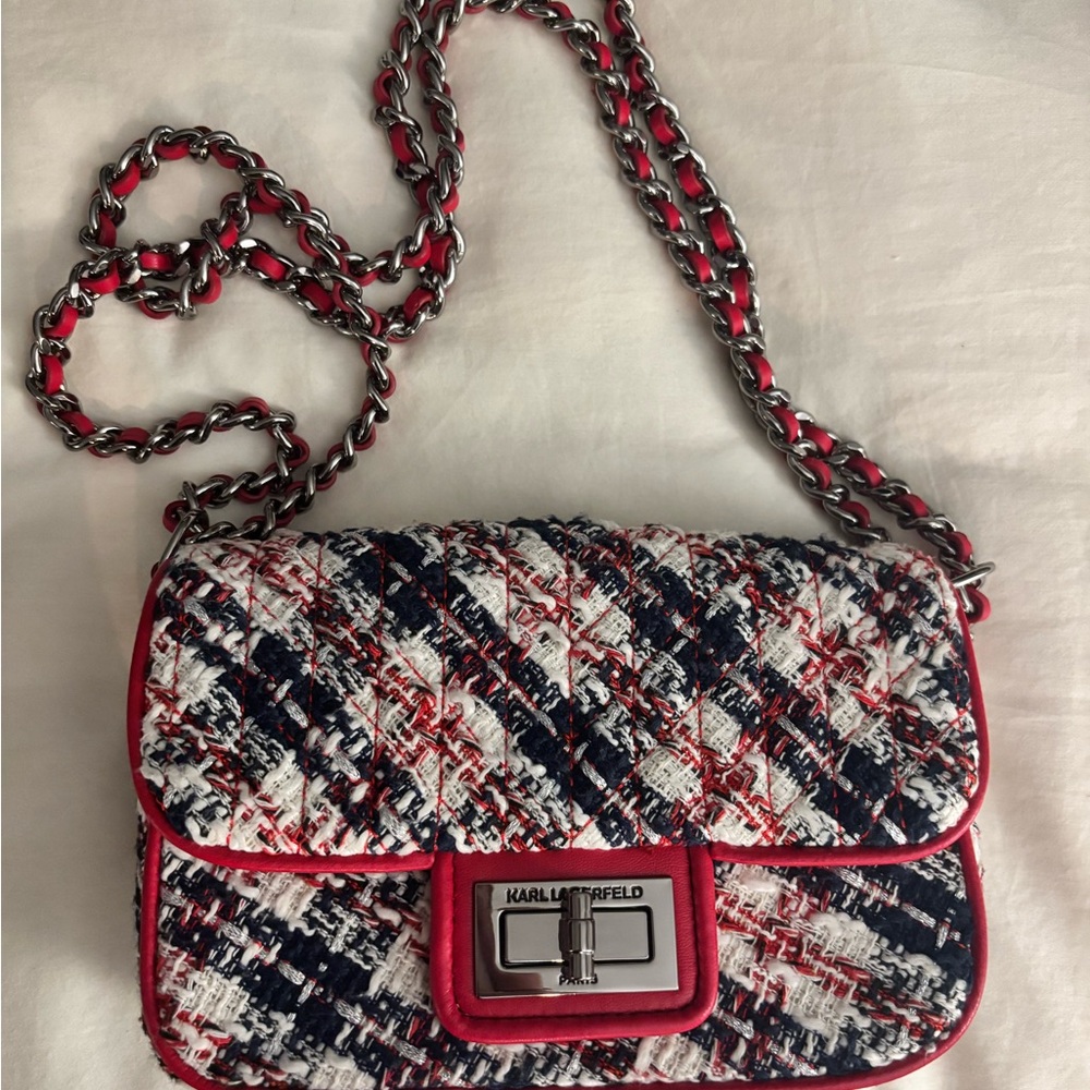 Karl Lagerfeld Multicolor Tweed Crossbody Bag
